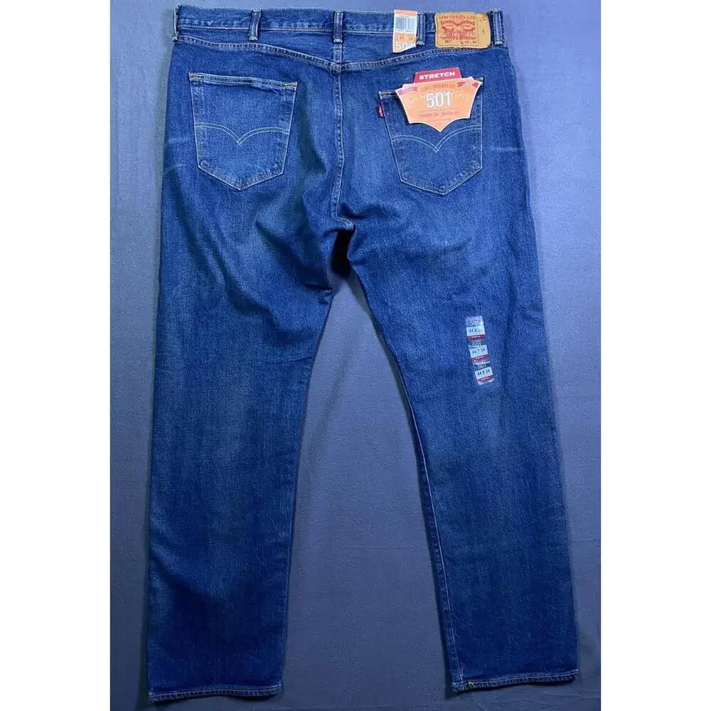 NEW Levi's 501 Jeans Blue 44x34 Blue Button Fly Straight Denim Deadstock Y2K NWT